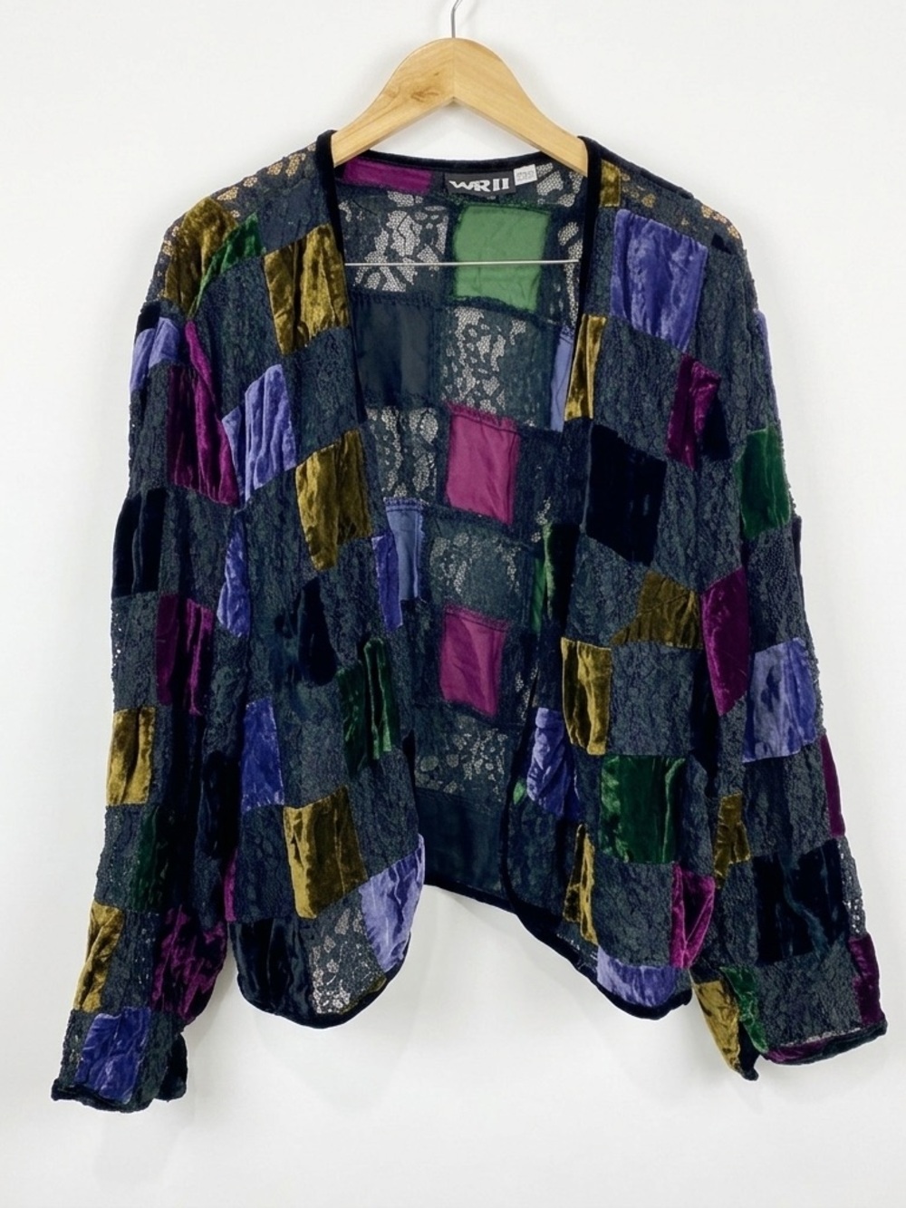 Vintage WR II Velvet Patchwork Lace Jacket Whimsigoth Boho Made in USA M/L